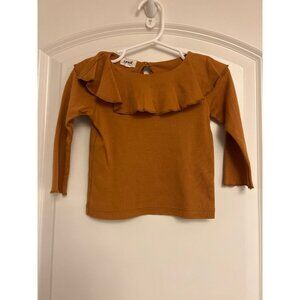 Oeuf Organic Long Sleeve Ruffle Blouse 18M EUC